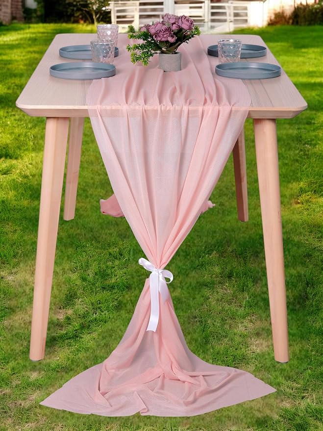 MDS 5 Pack 10ft Chiffon Table Runner 29 x 120 Inches Sheer Wedding Runner by MDS