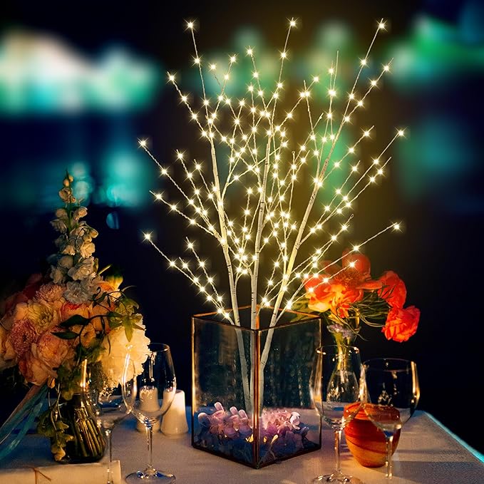 33in Birch Light Tree with 180 LED Lights, Twinkling Lighted Tree with Timer - Image 5