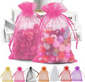 ANZNKU 100 Pack 4x6 inches Pink Drawstring Organza Mesh Bags, Wedding Favor by ANZNKU