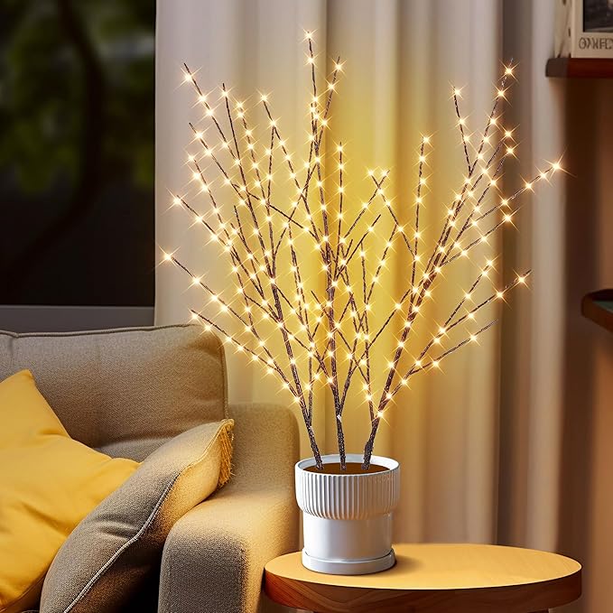 33in Lighted Branches with 180 LED Lights, Twinkling Light Up Tree with Timer - Image 5