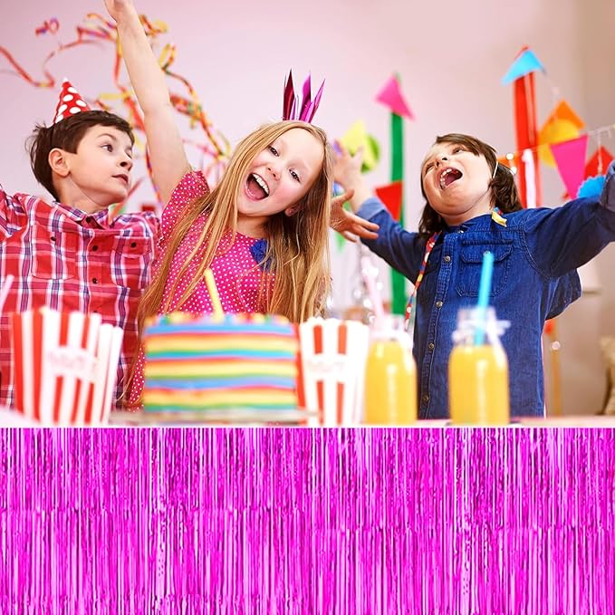4P Metallic Foil Fringe Tinsel Table Skirts - Image 5