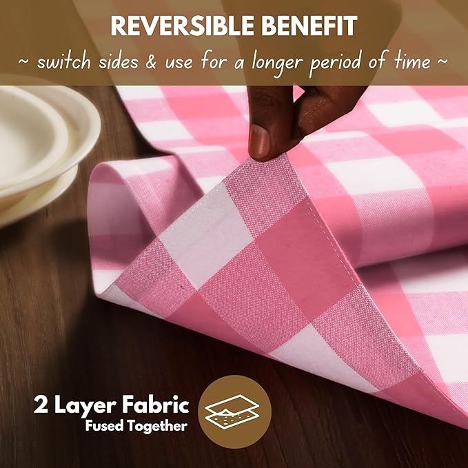 Native Fab Table Runner Buffalo Check Plaid 100% Cotton - Image 6