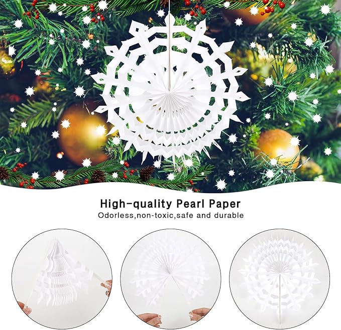 BestoFun 12 PCS White Paper Snowflake Decorations Frozen Birthday Party - Image 3
