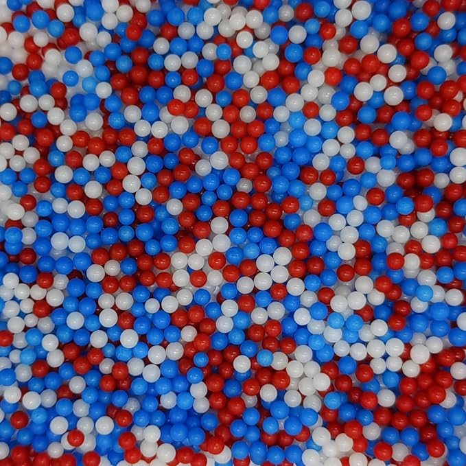 Edible Red & Blue & White Pearl Sugar Sprinkles Candy 4mm Mini Pearls Cake - Image 2