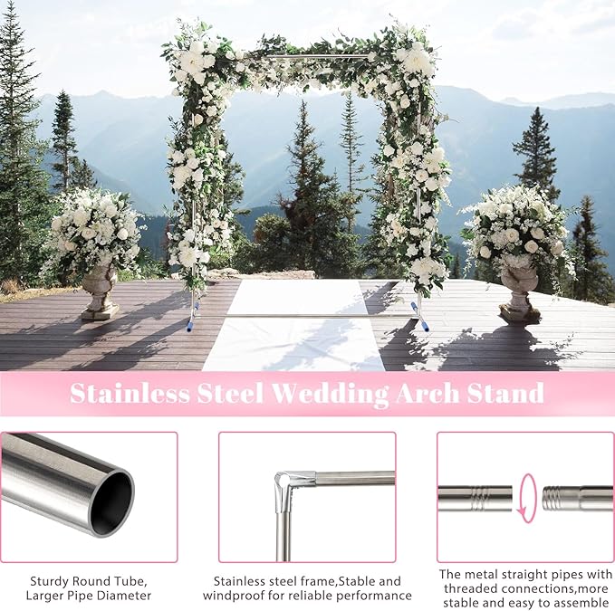 Arch Backdrop Stand, 7x4 FT Metal Wedding Square Backdrop Stands - Image 2