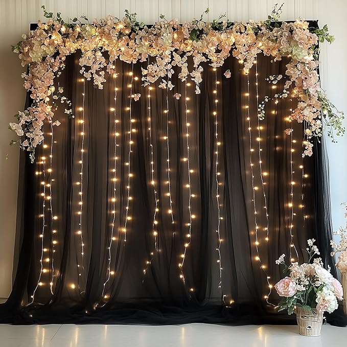 Fomcet Black Tulle Backdrop Curtains by Fomcet