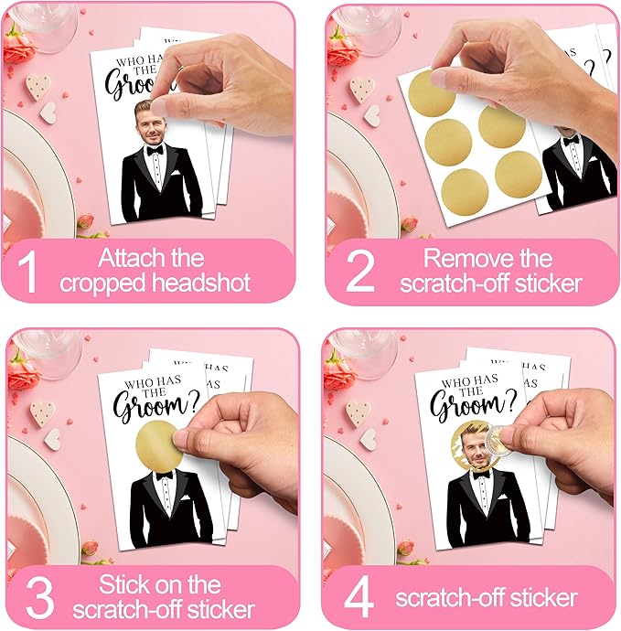 Who Has The Groom Bridal Shower Scratch Off Cards, 3.5"x 2.1"Bachelorette Party - Image 6
