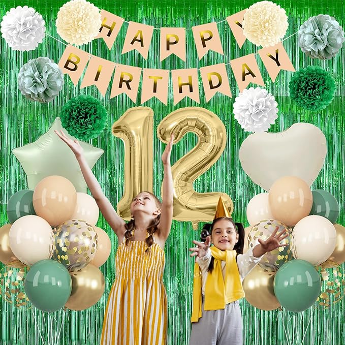 Sage Green 12th Birthday Decorations - Image 3
