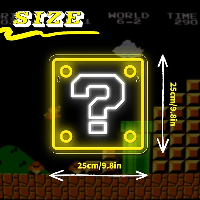 Question Block Neon Sign, Question Square Led Mario Neon Light USB Powered Led - Image 4