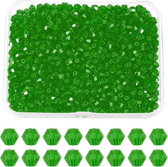 PATIKIL 1000pcs 3mm Bicone Glass Crystal Beads, Faceted Glass Spacer Beads by PATIKIL