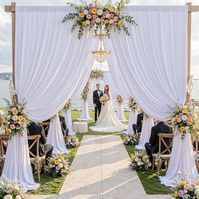 30ft x 15ft White Wrinkle Free Backdrop Curtains - Image 6