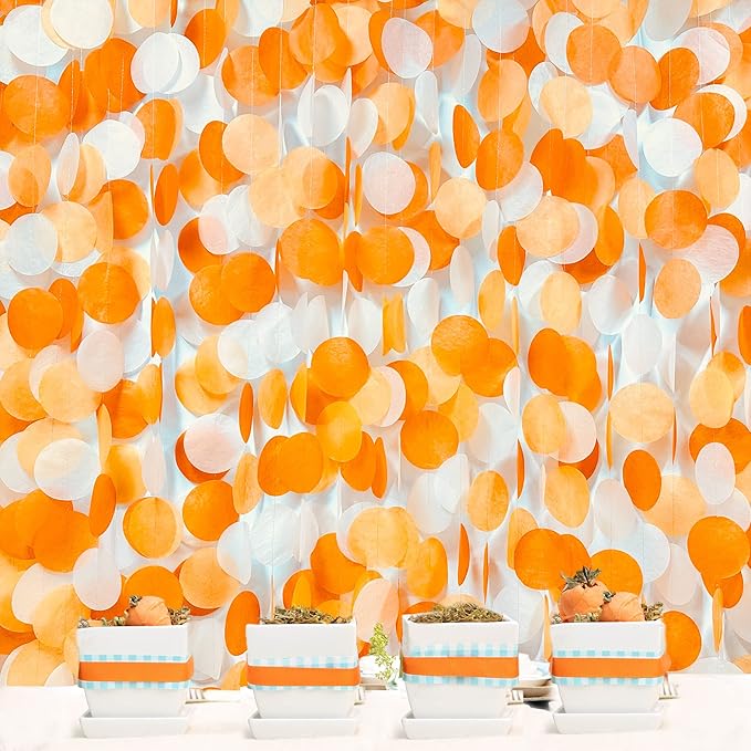 205 Ft Orange Party Decorations Big Circle Dots Backdrop Garland Ombre Orange by pinkblume
