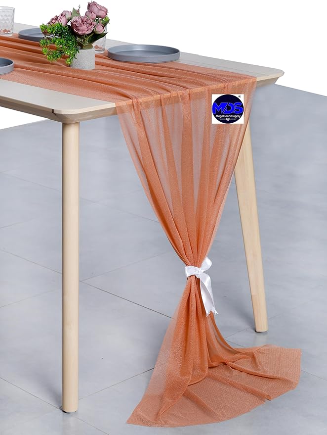MDS 2 Pack 10ft Chiffon Table Runner 29 x 120 Inches Sheer Wedding Runner - Image 3