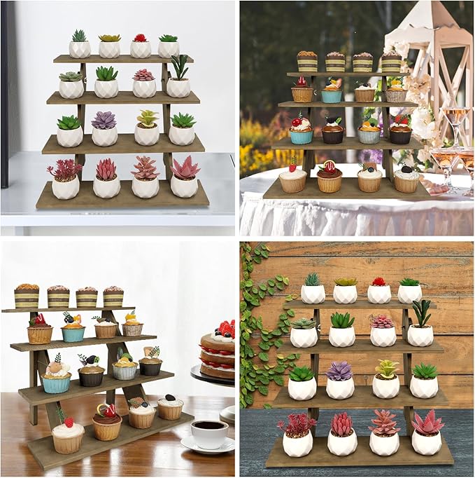 ZYP 4 Tier Wood Cupcake Display Stand Tool Free Retail Cookie Display Riser - Image 6