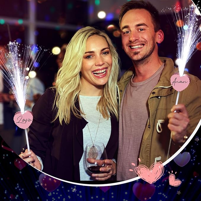 24 Pcs Wedding Sparklers Heart Shaped LED Glow Sticks Fiber Optic Wands Light - Image 5