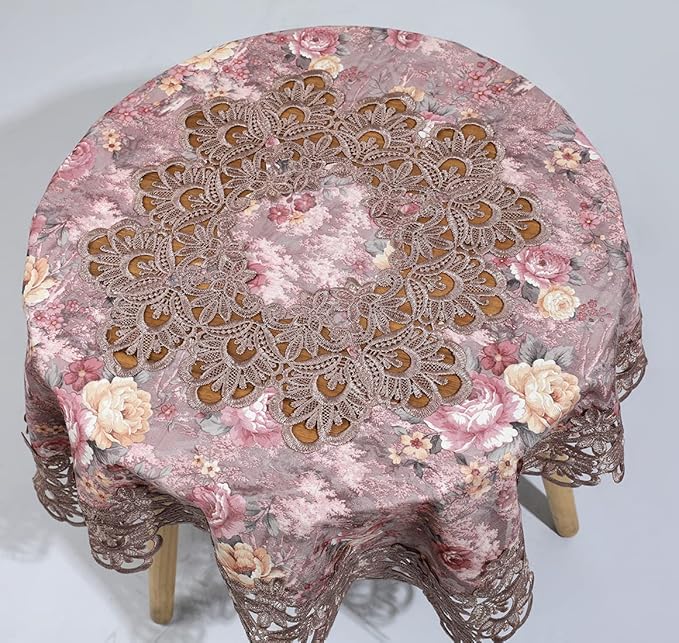 vctops Damask Lace Patchwork Tablecloth Luxury Square Small Table Cover Elegant - Image 3