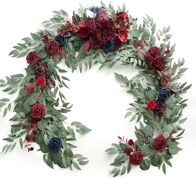 Ling's Moment Flower Garland - 6FT Eucalyptus & Rose - Sweetheart Table Decor by LingsMoment