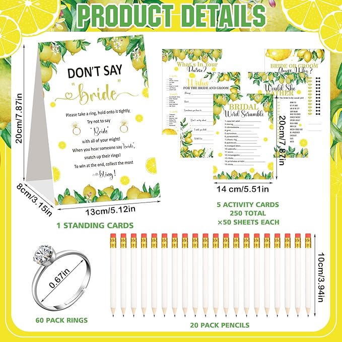 Estune 331 Pcs Bridal Shower Games Supplies, 5 Sets 250 Pcs Wedding Cards 1 Put - Image 3