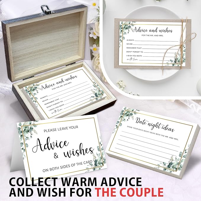 50 Pcs Advice and Wishes for the Mr and Mrs Cards in Box - Image 3