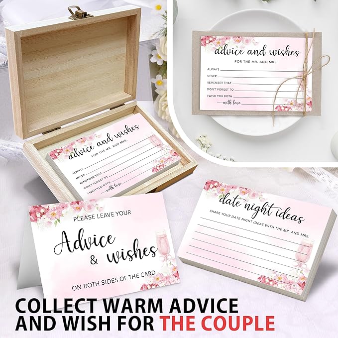 50 Pcs Advice and Wishes for the Mr and Mrs Cards in Box - Image 3