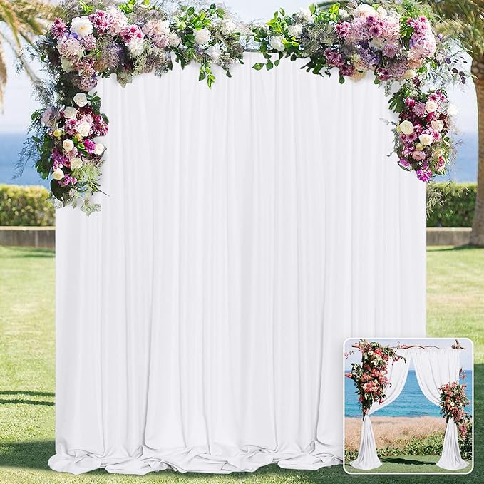 White Backdrop Curtain for Wedding Decor Holiday Party 4 Panels- White Wedding - Image 2