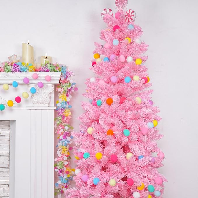 TBD Decor 2pk Pom Pom Garland Easter Decorations 13FT Colorful Large Felt Ball - Image 5