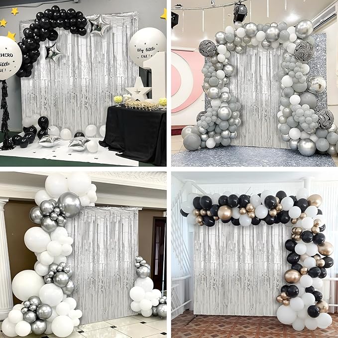 6 Pack Silver Foil Fringe Curtains Streamers Party Decorations 3.3 x 8.2 ft - Image 5
