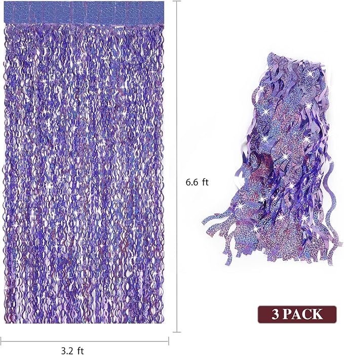 Purple Foil Fringe Curtains Party Decorations - Image 3