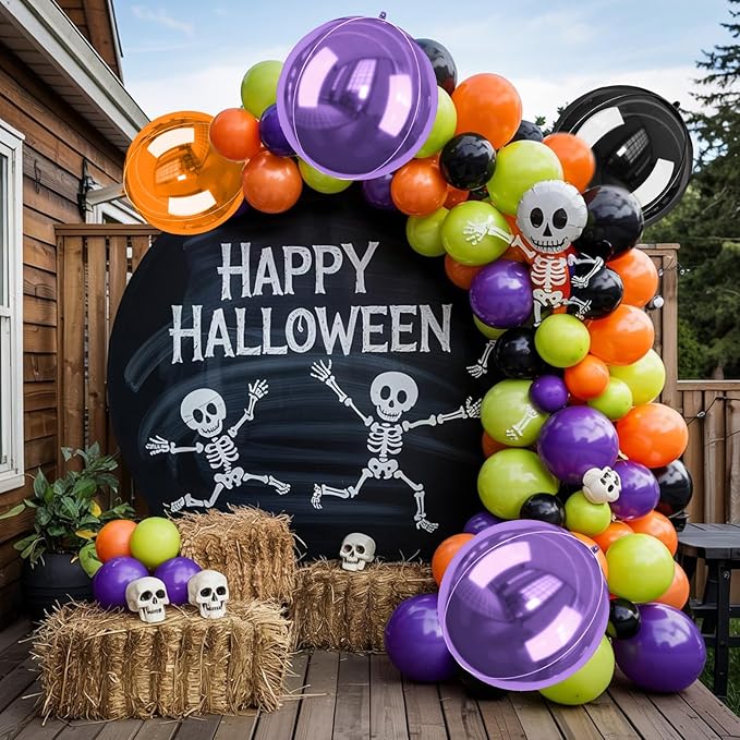Halloween Black and Orange Foil Balloons, 22 Inch Big Round Foil Balloon - Image 4