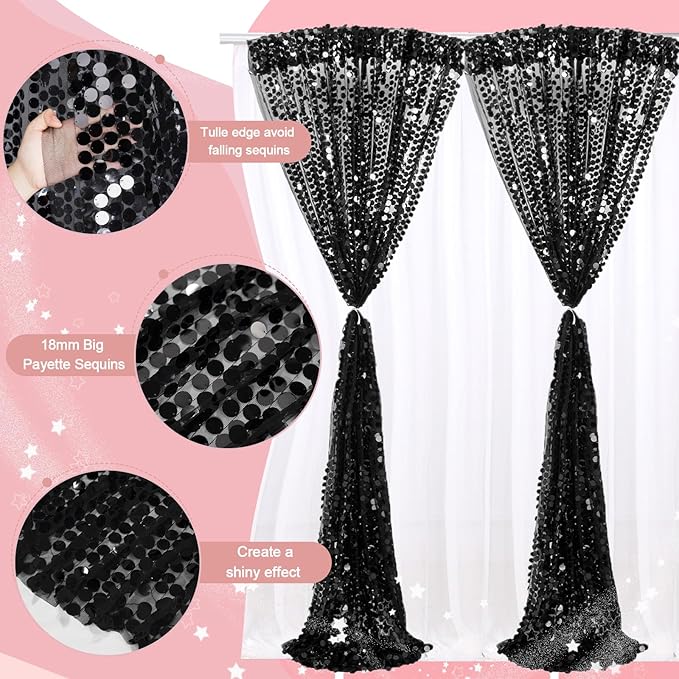 Black Big Payette Sequin Backdrop - Image 4