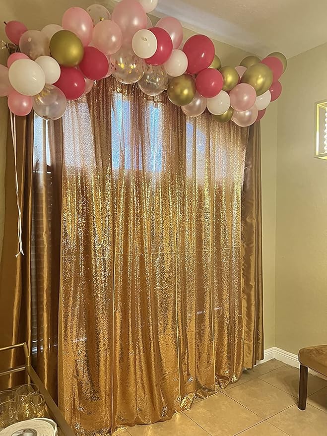 Gold Sequin Backdrop Curtains 1 Panel 10FTx10FT Glitter Gold Photo Backdrop - Image 9