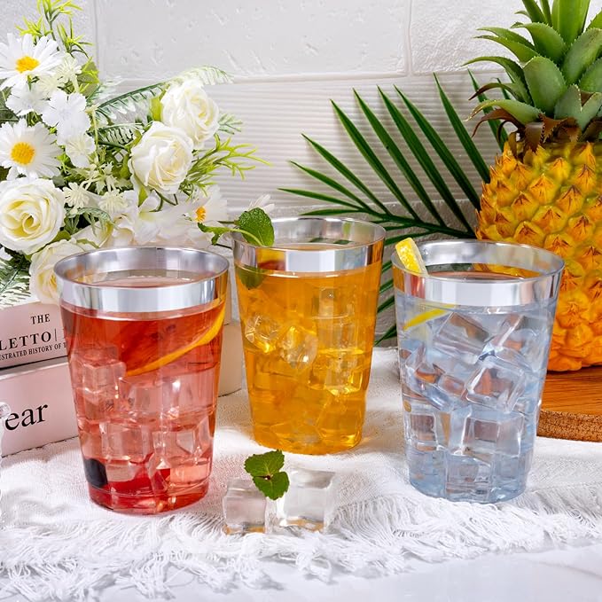 I00000 200 Pack 12 oz Silver Plastic Cups, Plastic Party Wine Glasses Cocktail - Image 5