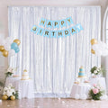 Silver Backdrop Curtains 4.8x8ft Sequin Photo Backdrop Drapes Curtains by MoKoHouse