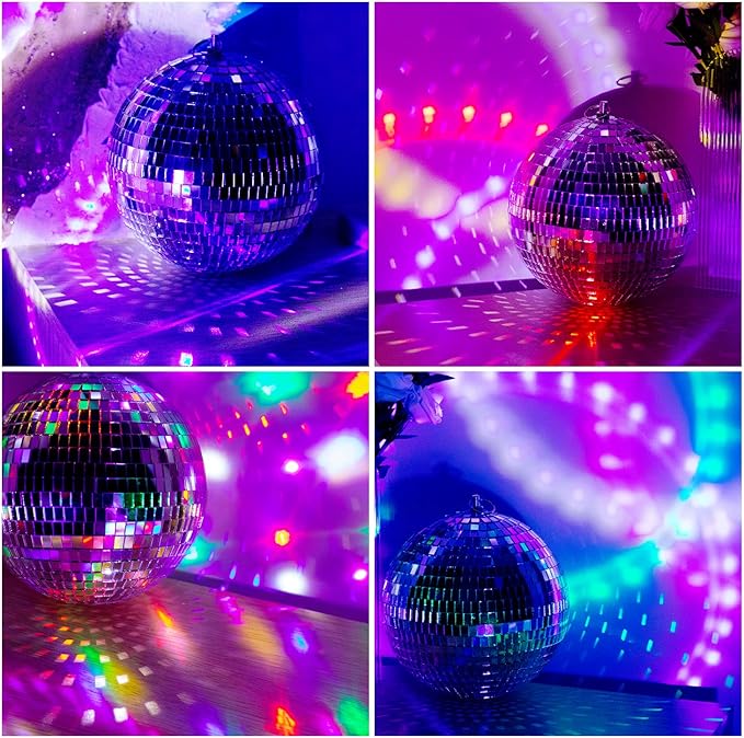 Mirror Disco Ball Decor with Hanging Ring 8" Large Silver Disco Ball Ornament - Image 6