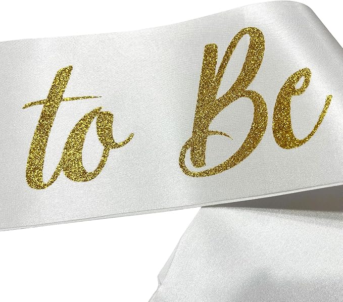 Bride to Be Sash White and Gold, Bride Sash Bachelorette Party Bridal Shower - Image 5