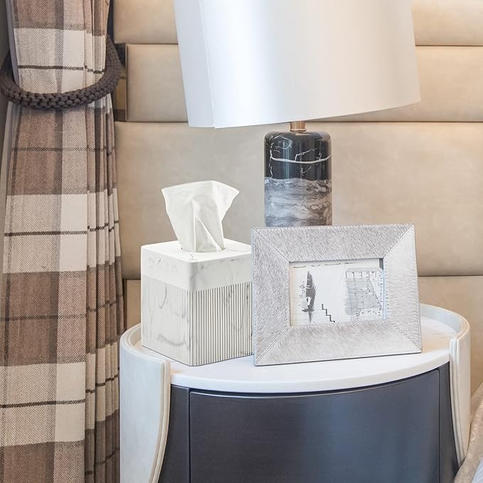 White Tissue Box Cover Square Resin Tissue Holder - Image 5