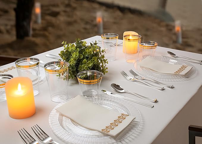 Perfect Settings Gold Rimmed Disposable Plastic Cups, Disposable Wedding Cups - Image 7