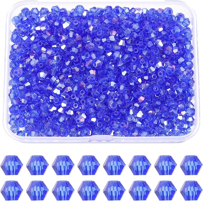 PATIKIL 1000pcs 3mm Bicone Glass Crystal Beads, Faceted Glass Spacer Beads by PATIKIL
