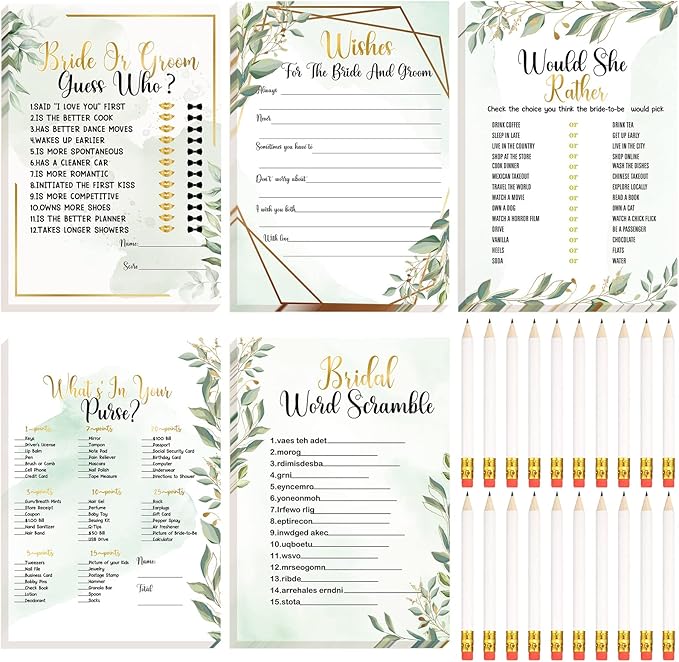 Teling 145 Pieces Bridal Shower Game Bridal Shower Favors Set Wedding Games by Teling