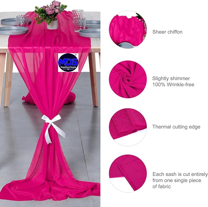 MDS 2 Pack 14ft Chiffon Table Runner 29 x 170 Inches Sheer Wedding Runner - Image 6