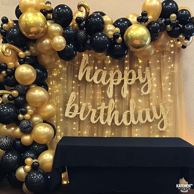 KatchOn, Glitter Cursive Gold Happy Birthday Banner - Image 6