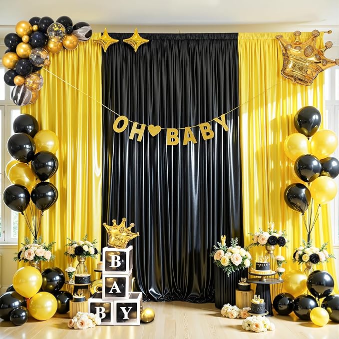 10x10 ft Yellow Gold Glitter Backdrop Curtain - Image 5