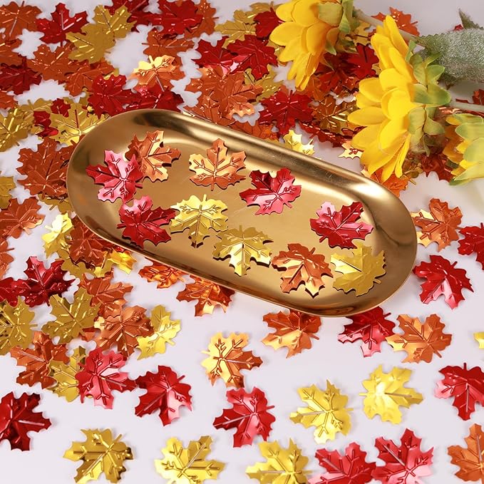 200 Pieces Fall Confetti, Thanksgiving Maple Leaves Acorn Sprinkles Foil - Image 5