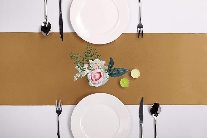 5-Pack Satin Table Runner Old Gold 12 x 108 inches Long, Table Runners - Image 2