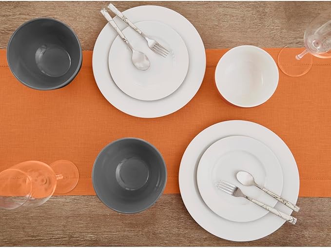 Solino Home Linen Pumpkin Hemstitch Table Runner 48 Inches - Image 3