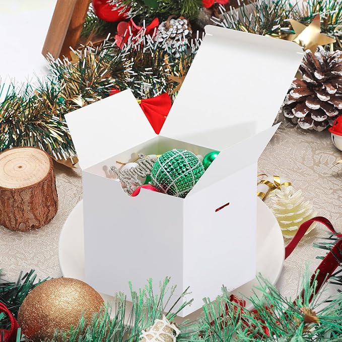 DOYIDE Small Gift Boxes, 20 Pack 5x5x5 Inch White Elegant Paper Boxes - Image 4
