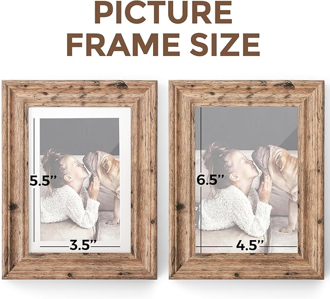 TWING 5x7 Picture Frames Set of 6, Rustic Picture Frame 4x6 - Image 4