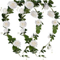 FiveSeasonStuff Floral White Artificial Silk Roses Flower Garland, Bendable by FiveSeasonStuff