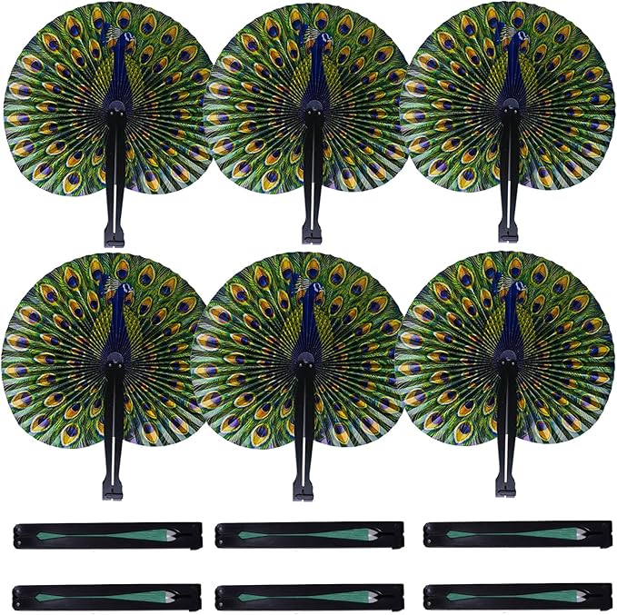 20 Pcs 10" Safari Print Peacock Fans Decorations Animal Folding Paper Hand Fans by Bestage