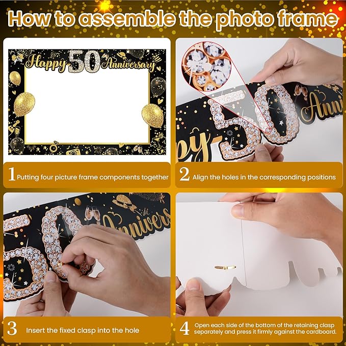 50th Wedding Anniversary Decorations Black Gold 50th Wedding Anniversary Party - Image 6
